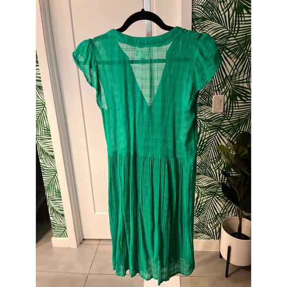 Anthropologie Meadow Rue Women's Green Button Down Mini Dress Size 4 - Picture 2 of 10